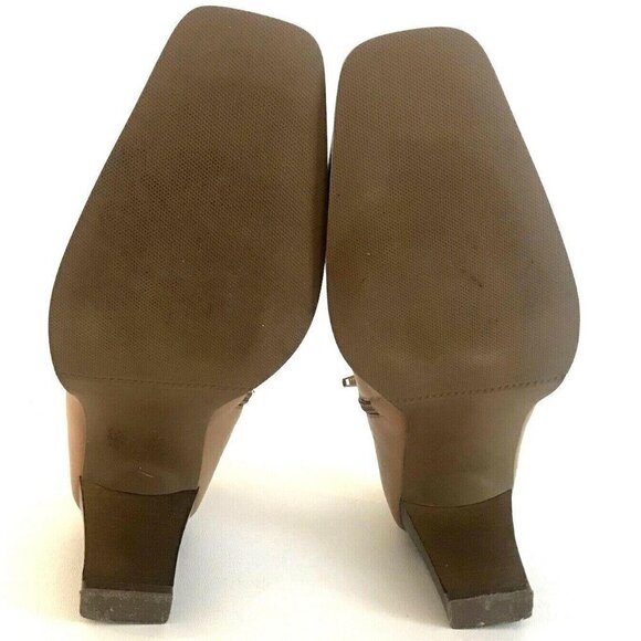 Markon Fanta Soft Leather Camel Brown Zip Ankle Boots Booties Shoes Heels 9W - Picture 6 of 9
